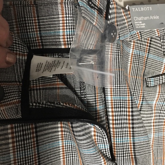 Chatham slim leg ankle length pants 8P Sits at waist Talbots plaid office NWT - Picture 12 of 14